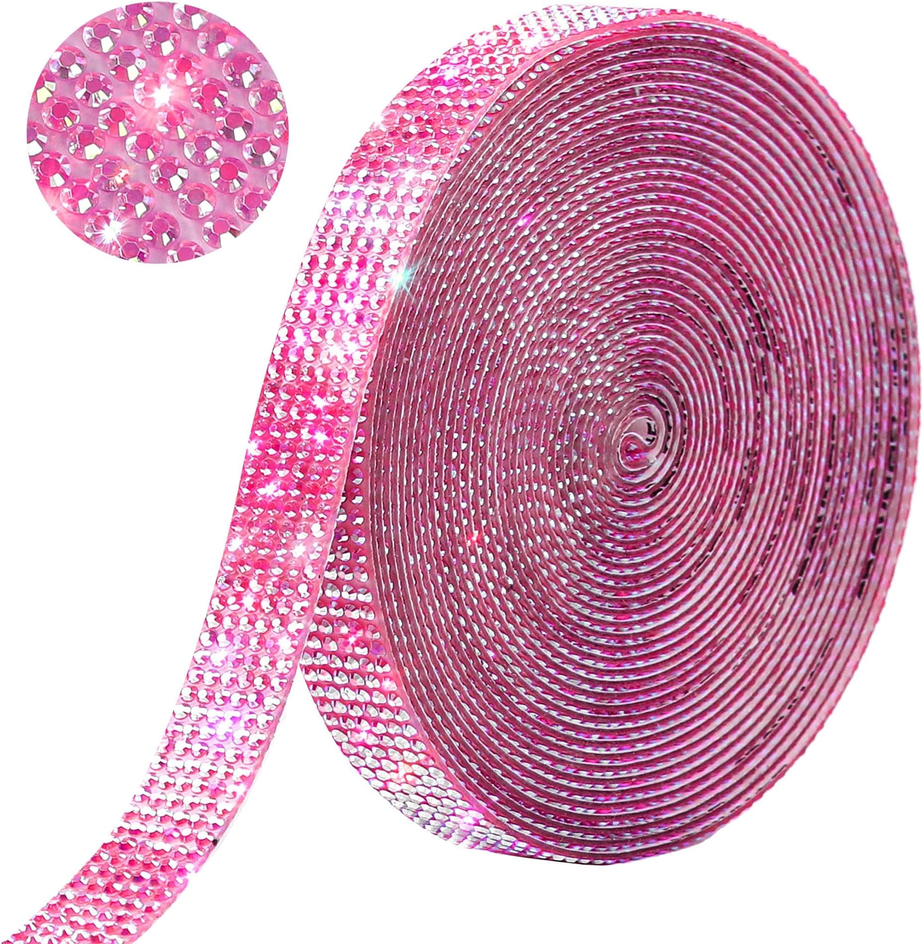 Amazon.com: GUGANEL Self Adhesive Pink AB Rhinestone Ribbon Crystal ...