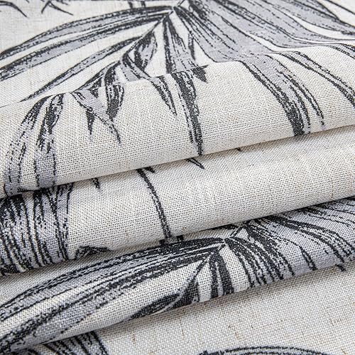 Miniatura 7 de MYSKY HOME Cortinas de lino para sala de estar, patrón de hojas, semitransparentes, cortinas verticales, decoración de estilo hawaiano, textura para