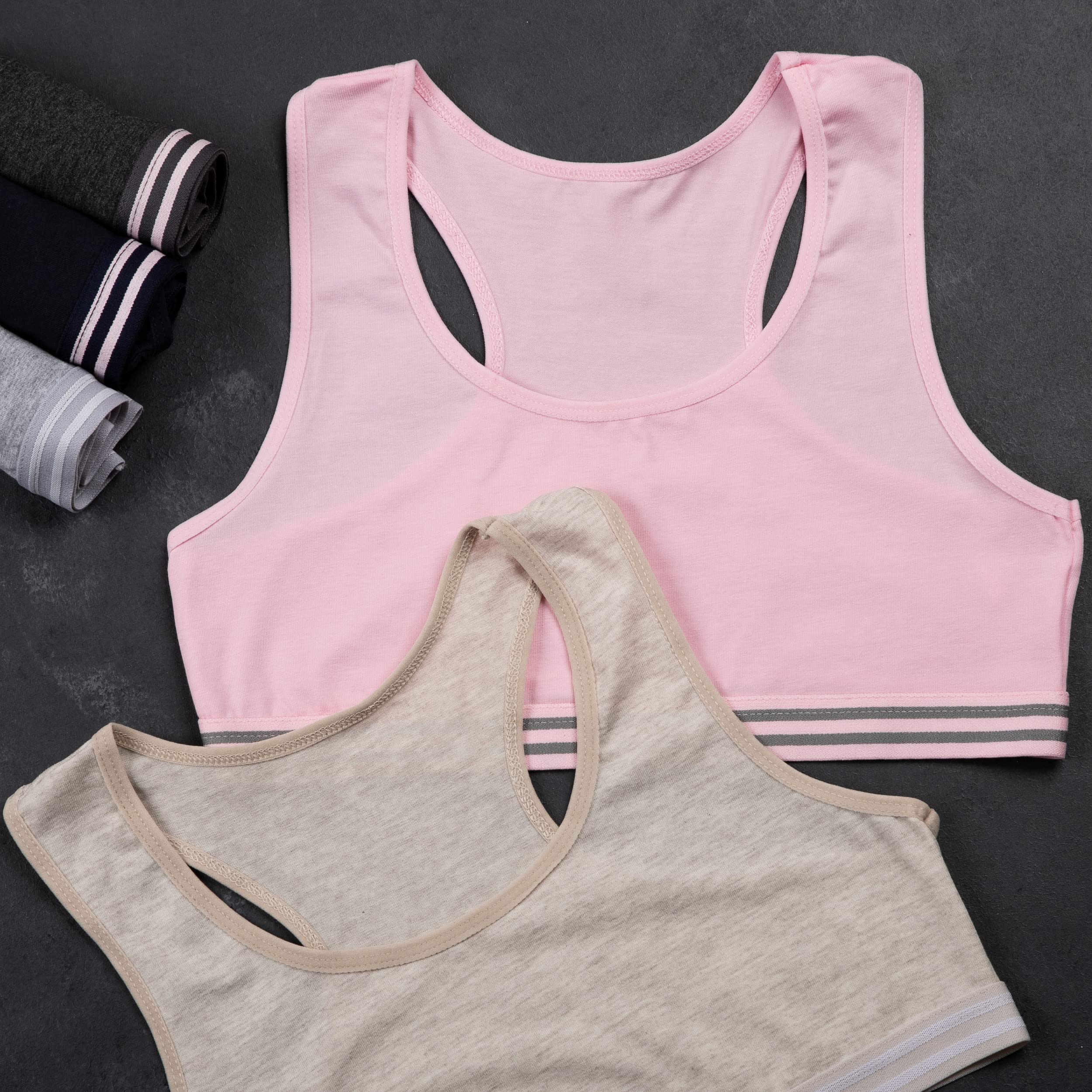 LOREZA ® 5 Brassières pour Filles en Coton Soutien-Gorge Sport à Dos croisé Top à Bretelles sous-vêtements pour Enfants