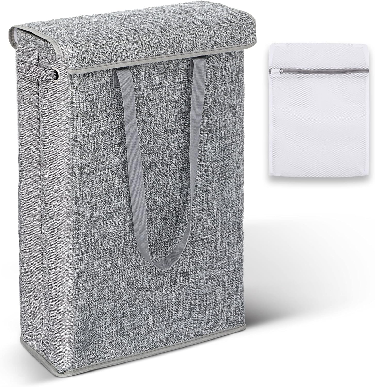 TEAYINGDE slim Laundry Basket with Lid, Tall Thin Laundry Hamper with Handles