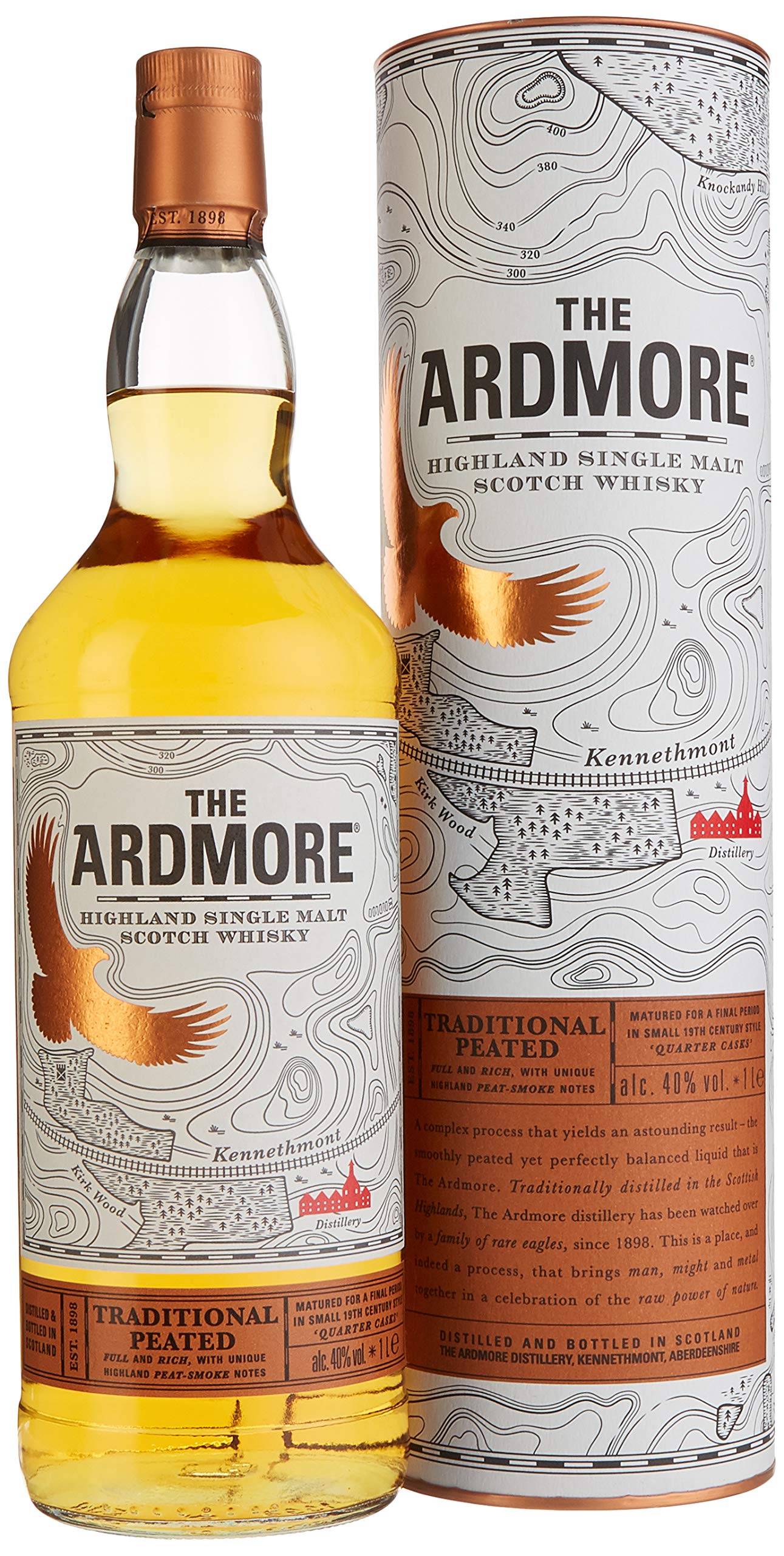 The Ardmore TRADITIONAL PEATED mit Geschenkverpackung Whisky (1 x 1 l)