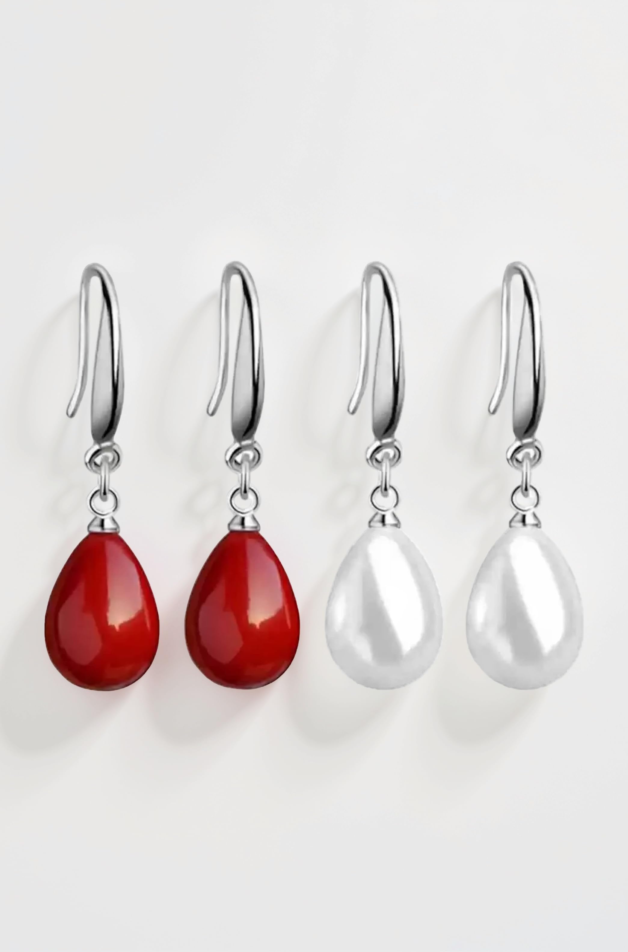 - Women's Pearl Drop Earrings, Silver Plated Round Pearl Dangle and Drop Earrings
