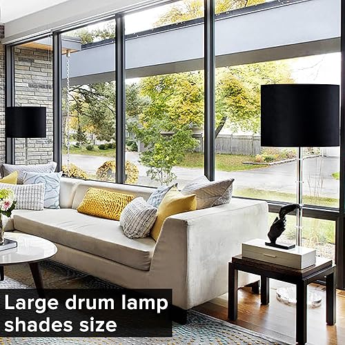 Miniatura 65 de GO&SO Juego de 2 pantallas de lámpara de terciopelo azul oscuro, tamaño mediano de 13 pulgadas superior x 13 pulgadas inferior x 10 pulgadas de alto