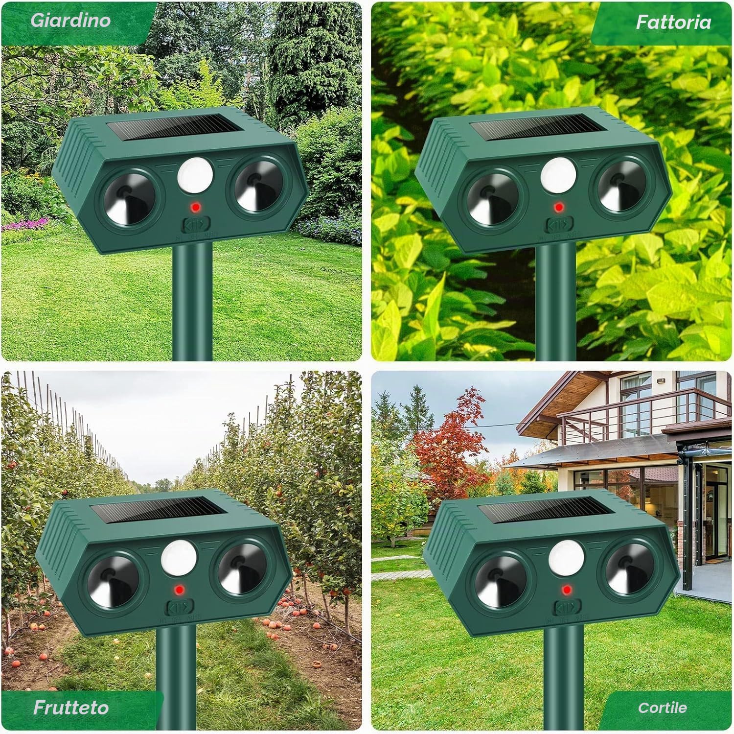 2 Pezzi Repellente per Gatti,Ultrasonico Solare Alimentato Animale Deterrente, Impermeabile,Deterrente per uccelli,Dissuasori per Piccioni,Efficace Contro Gatti, Cani, Uccelli, Martore, Volpi, Ratt