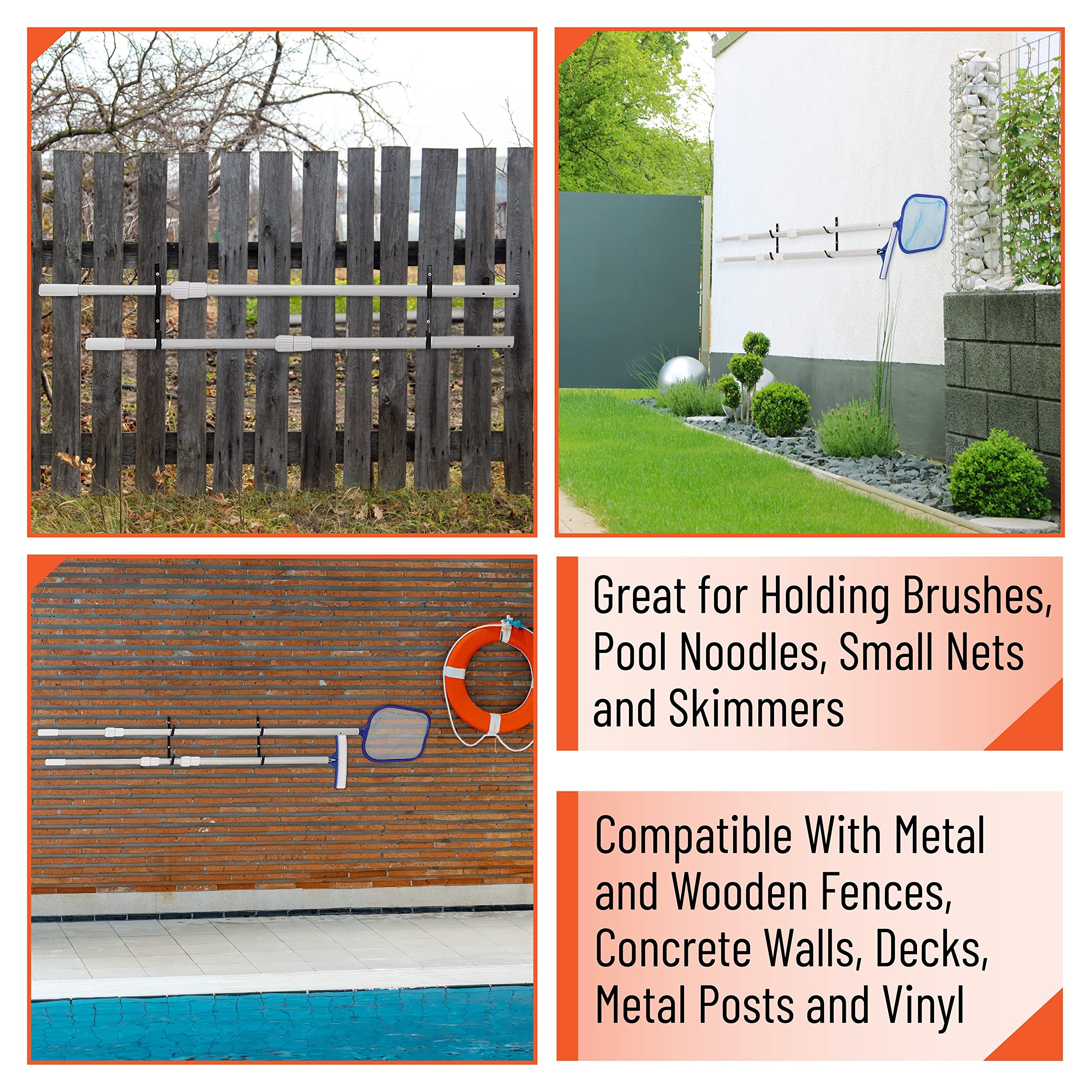 zalati Pool Pole Hanger 2pcs Aluminium Holder Equipment Hook for Swimming Pools, Gardens, Garages, Farms Wear Tools Accessories - Image 4
