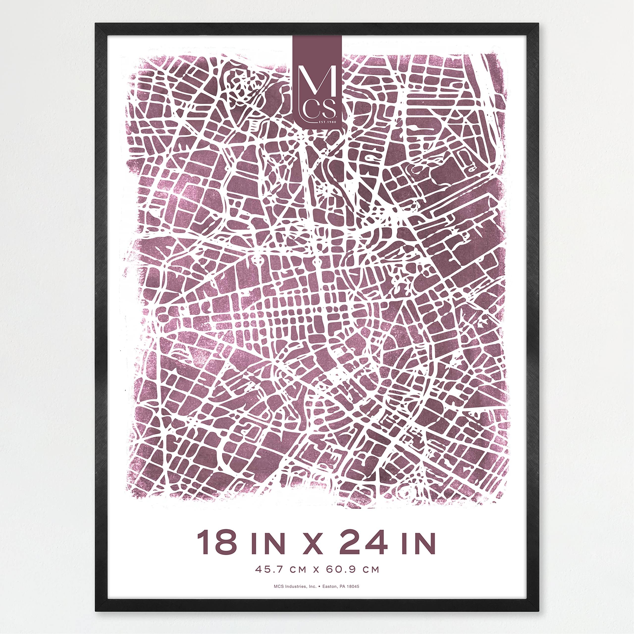 MCS Edgeline Metal Poster Frame, Back-Loading Picture Frame For Wall Art, 18 x 24 Inch, Black