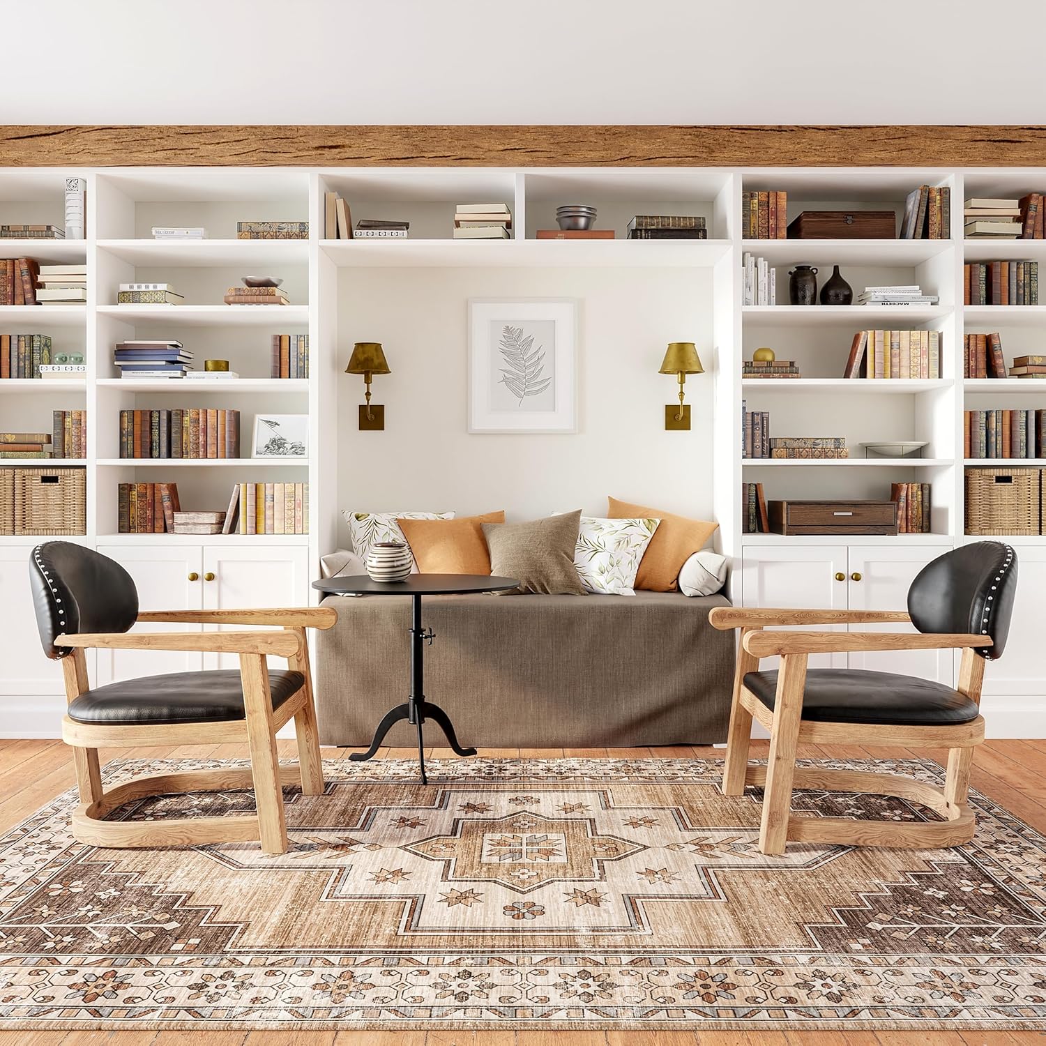 Rugs USA Laurel Medallion Machine Washable Area Rug, 6x9, Sand