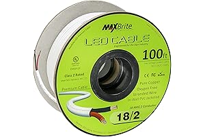 100ft of 18AWG Low Voltage 2-Conductor White Sleeve LED Cable