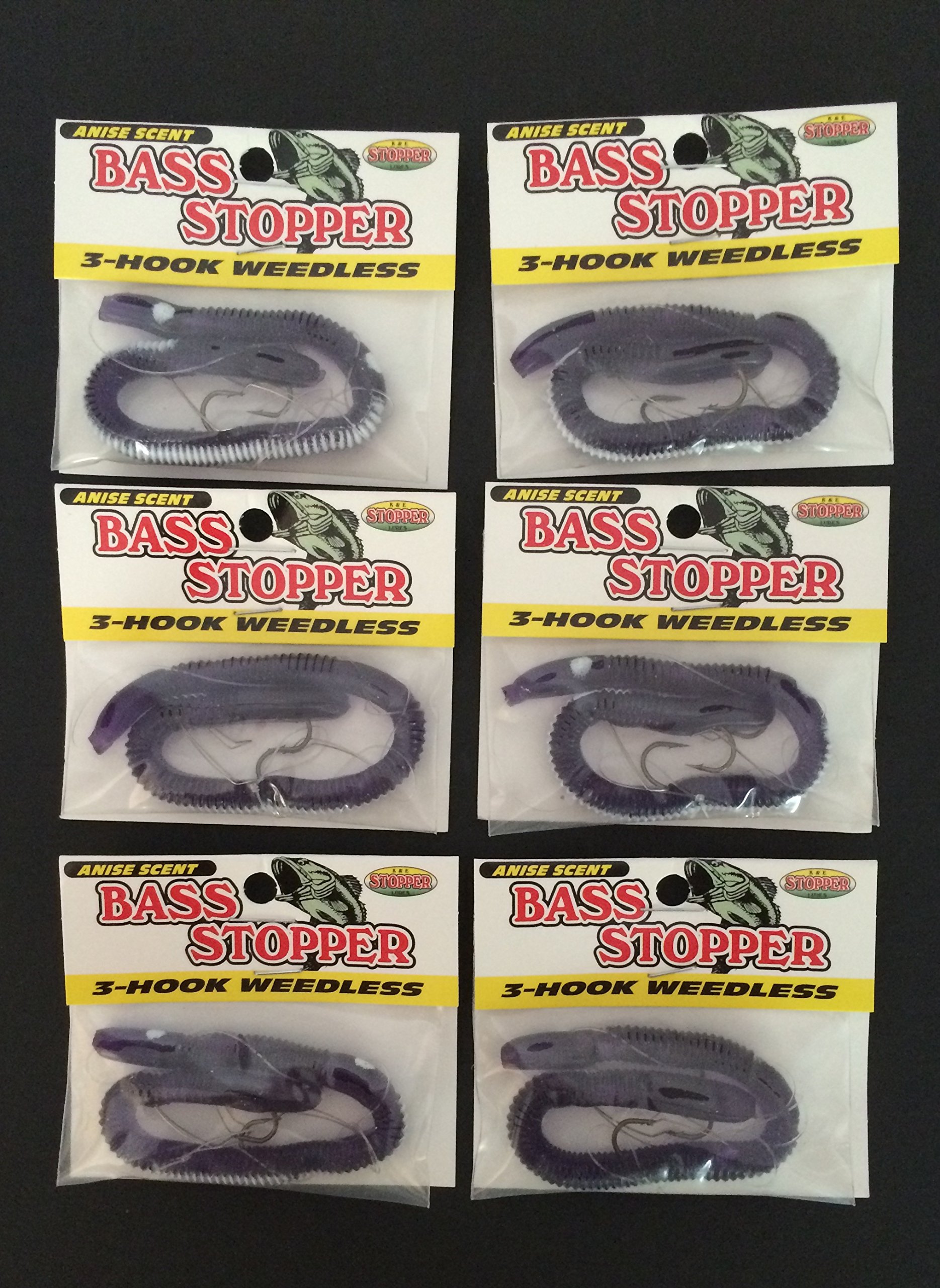 K&E Purple White Weedless Bass Stopper 6 Pack Bundle : Sports & Outdoors