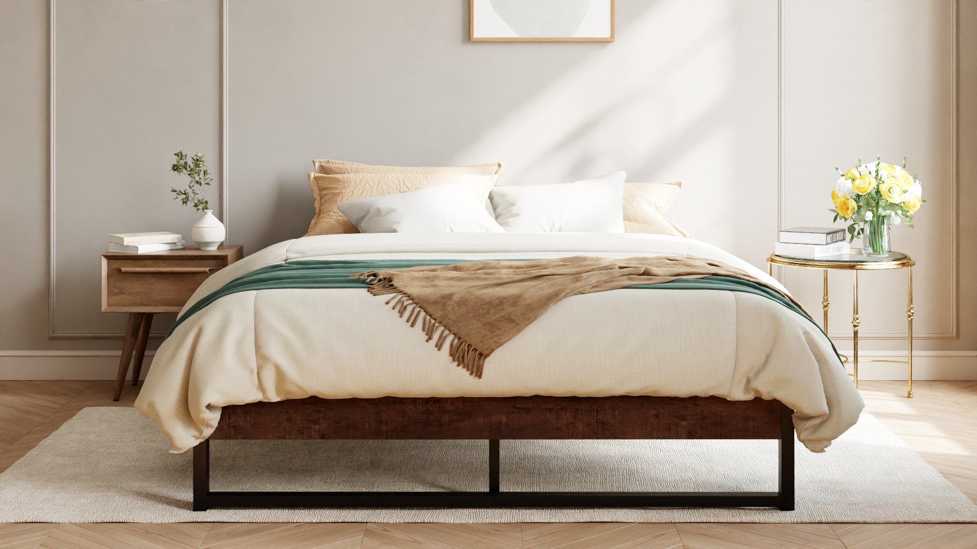 EZバー　1200mm 8kg Amazon.com: Zinus ABEL 14 Inch Platform Bed Frame, Steel