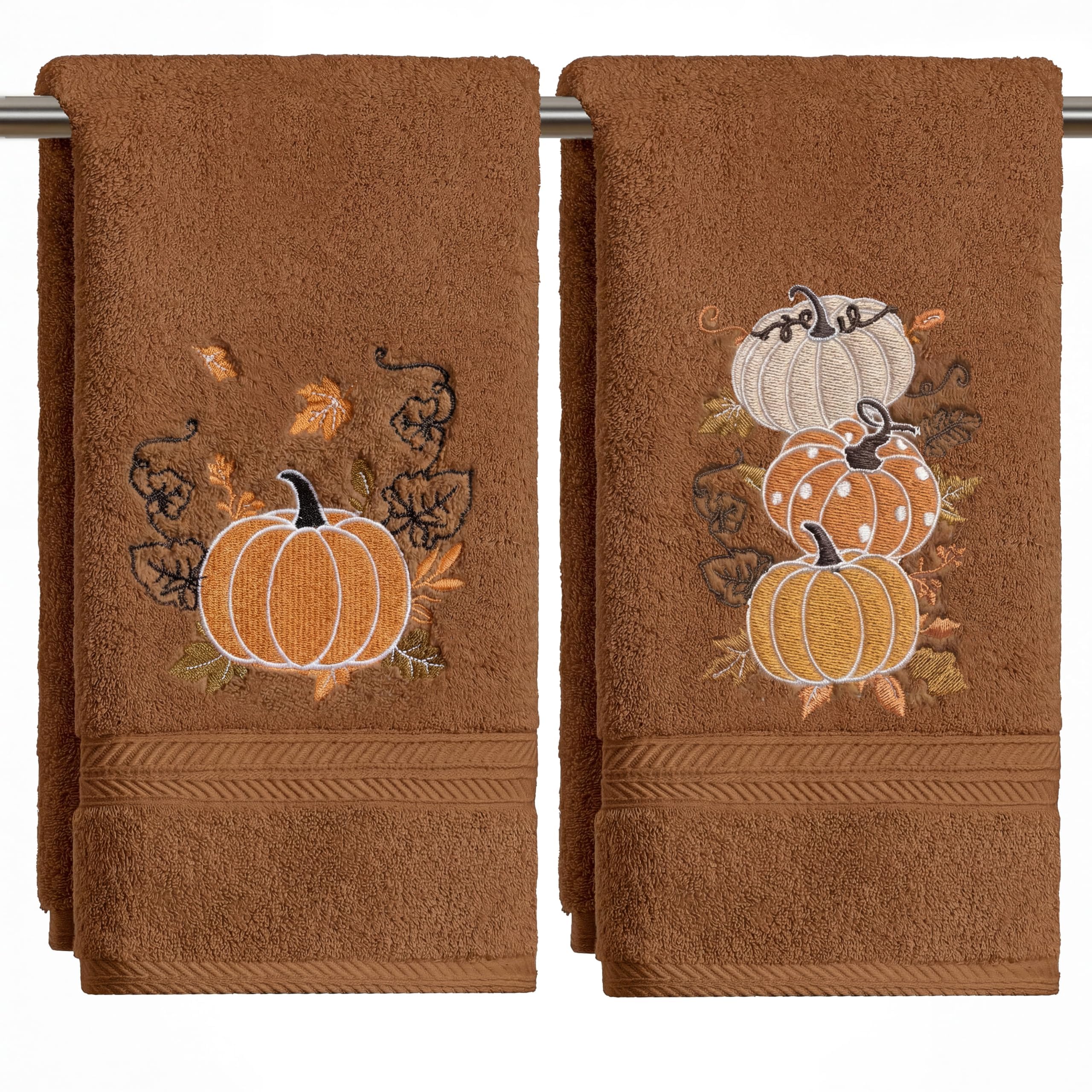 Artoid Mode Caramel Maple Leaves Dot Pumpkin Autumn Hand Towels 35x75 cm