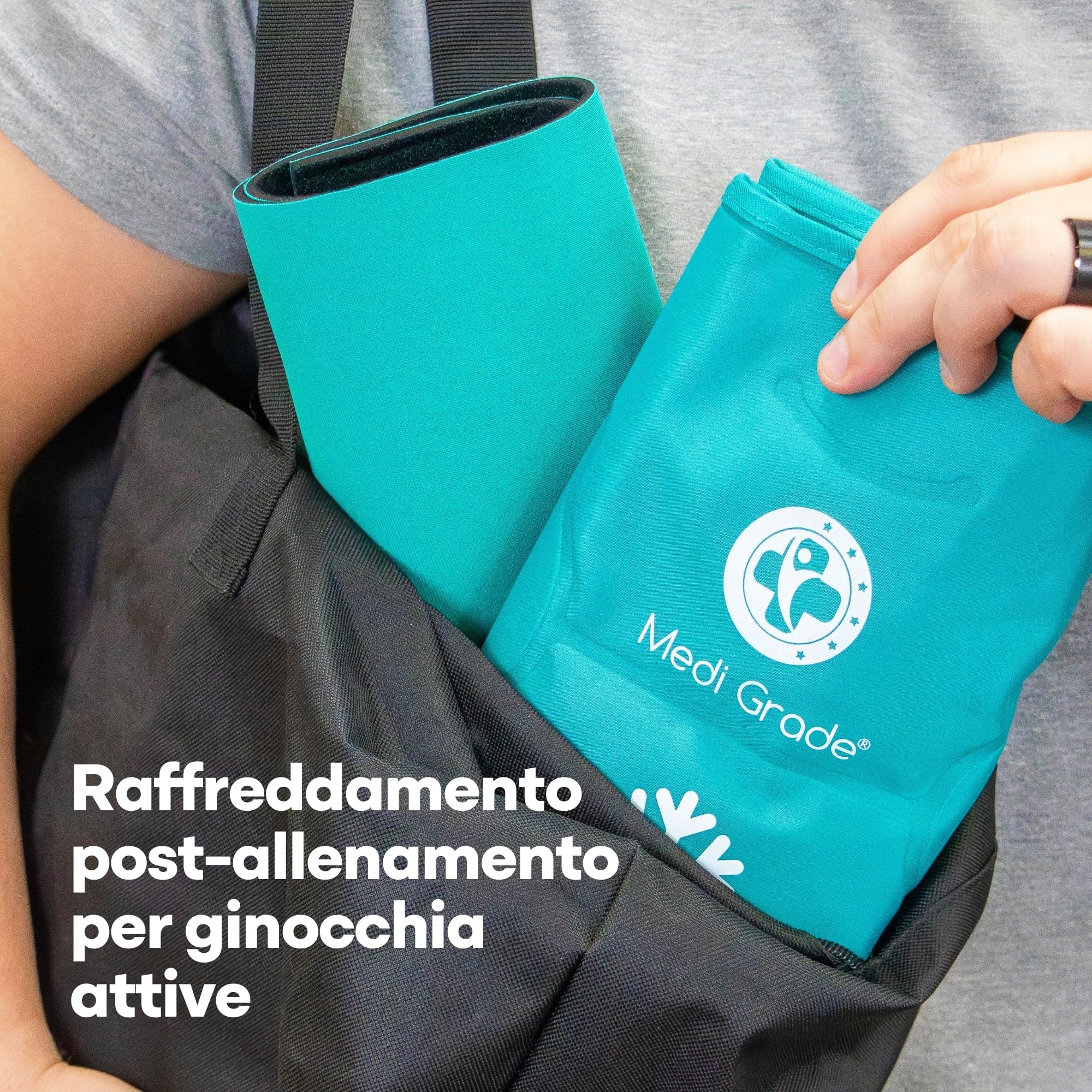 Medi Grade Impacco Ghiaccio Gel Riutilizzabile per Ginocchio - Fascia a Doppio Tessuto con Lunga Tenuta del Freddo - Sollievo dal Dolore e Recupero Post-Operatorio - Ghiaccio per Ginocchio Flessibile