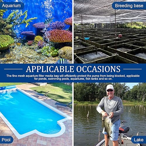 Miniatura 5 de Shappy Paquete de 2 bolsas grandes de barrera de bomba de 19 x 20 pulgadas, bolsa de filtro de bomba de estanque negra, bolsa de malla fina con