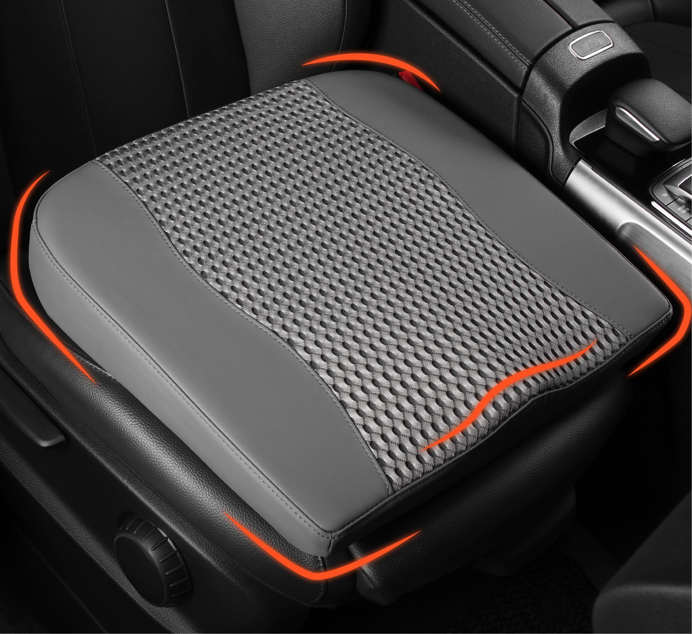 Lofty Aim Car Seat Cushion, Comfort Memory Foam Car Cushions for Driving - Sciatica & Lower Back Pain Relief, Driver Seat Pillow for Auto, Office Chair, Wheelchair - 4D Mesh Dark Grey