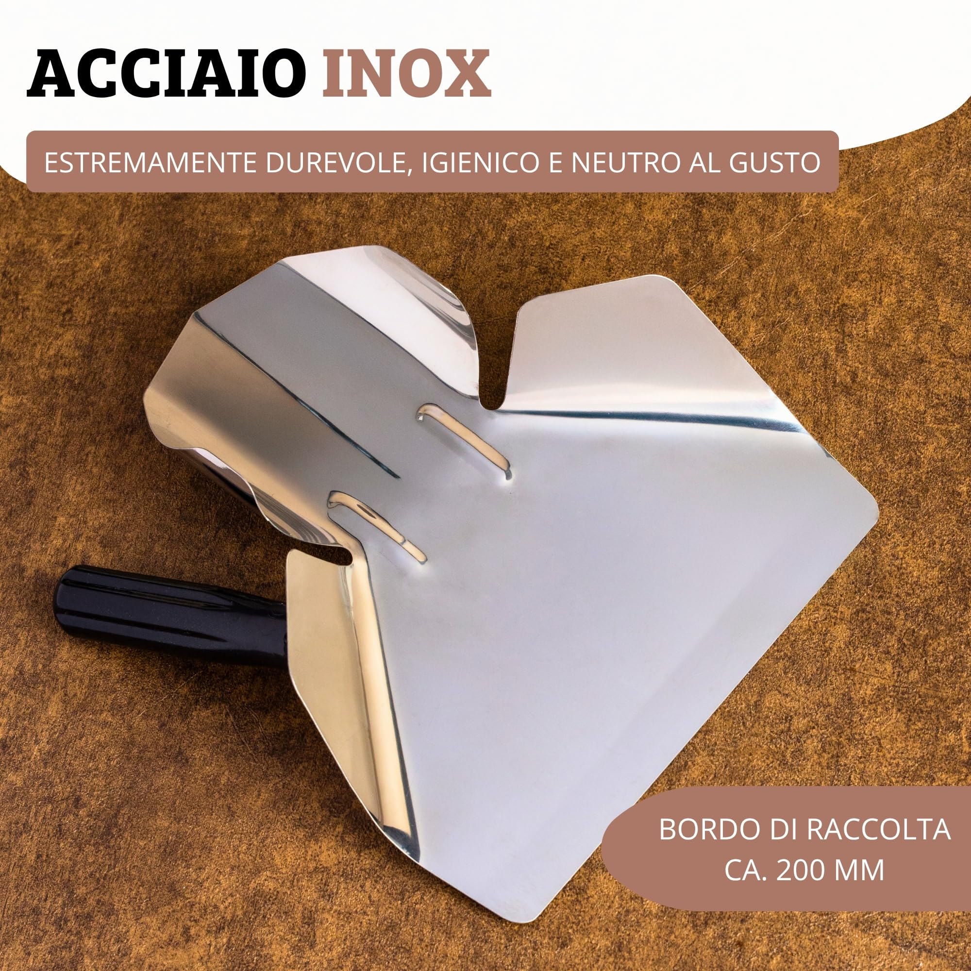 Westmark Paletta per patatine fritte/popcorn, Acciaio inox, 20 x 12 cm, 23 cm, Argento/Nero