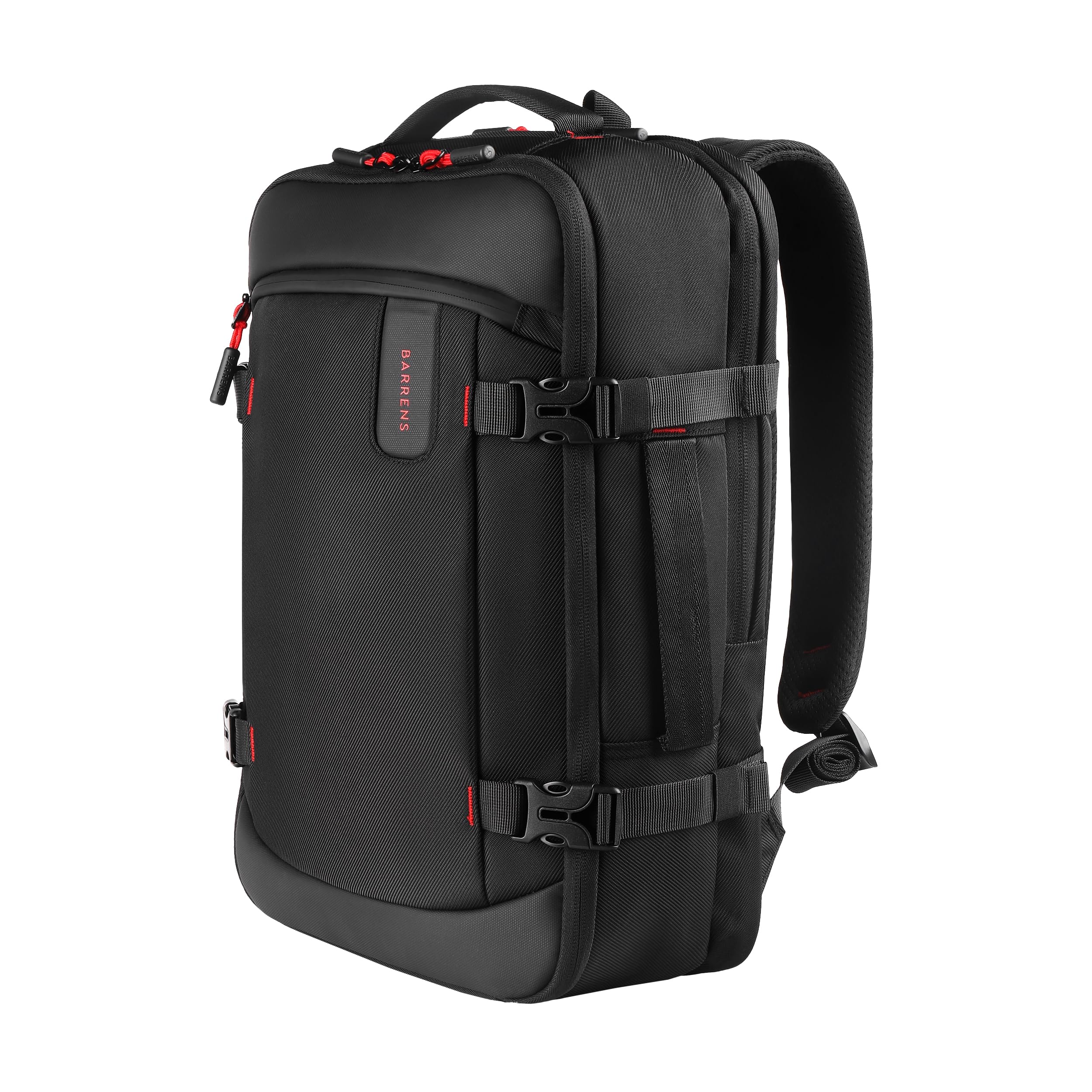 BARRENS Mochila grande para portátil para hombre de 15,6 pulgadas, impermeable, mochila para ordenador portátil, mochila de viaje, mochila escolar, adolescentes, jóvenes, negocios, negro con rojo,