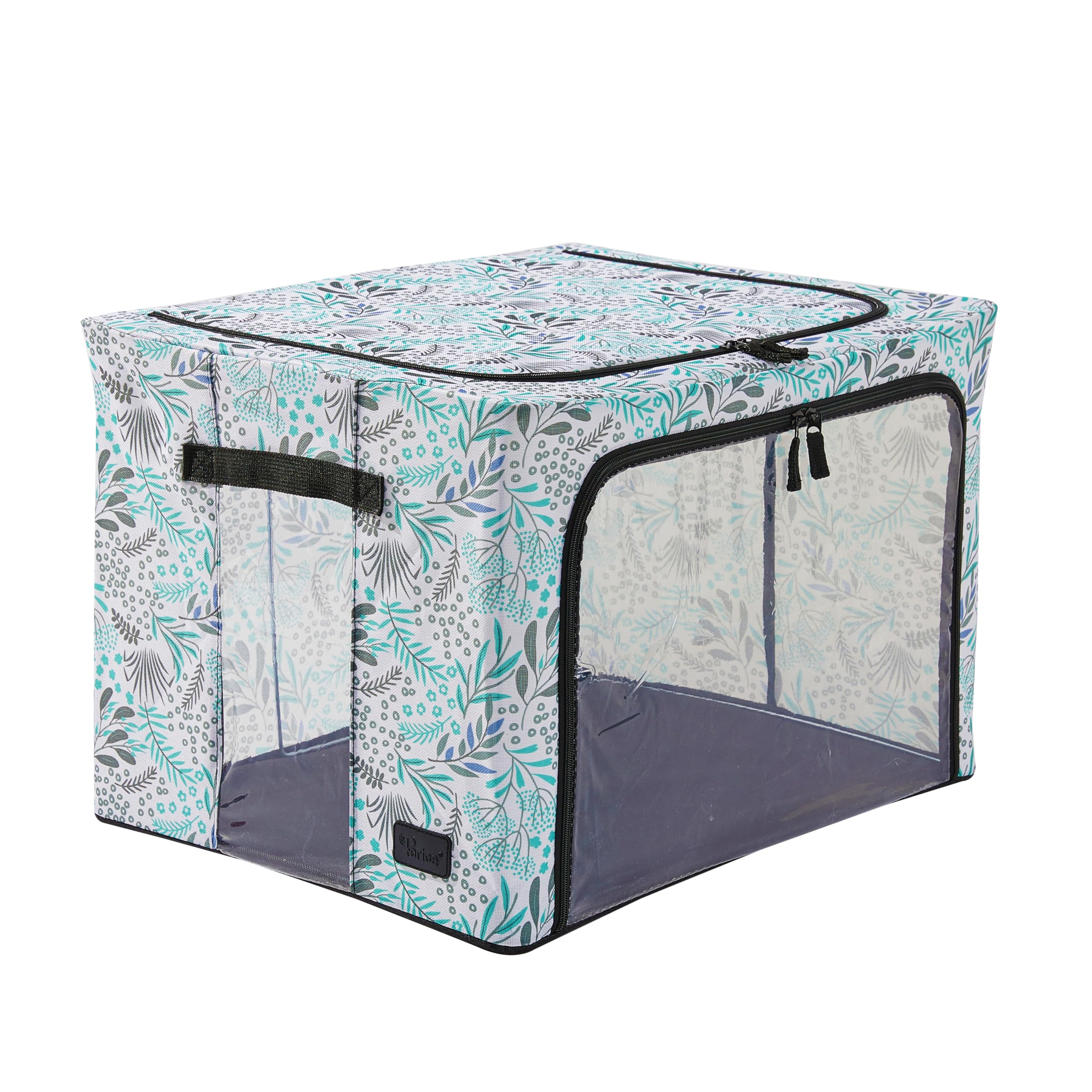 Periea ‘Beau’ Folding Collapsible Stackable Fabric Home Storage Boxes with Steel Frames (Black Grey Floral, Large) — view 23