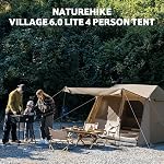 Naturehike Village Lite Camping Tente, 60S Installation facile Tentes instantanées pour le camping, Tente double couche 4/8 personne avec une mouche de pluie complète
