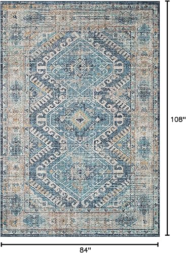 Miniatura 2 de Loloi Skye Collection SKY-03 - Alfombra ovalada de 7 x 9 pies, color mezclilla y natural