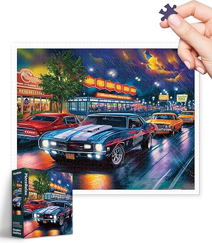 PieceRelax Rompecabezas de plástico para adultos 2000 piezas Bigelow Ilustraciones - Lluvia en el bulevar Juegos de mesa y regalos más