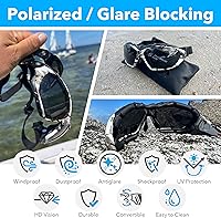 Vista 3 de Platinum Sun Gafas de sol deportivas polarizadas flotantes convertibles para hombres y mujeres Gafas de sol acolchadas con correa y UV400