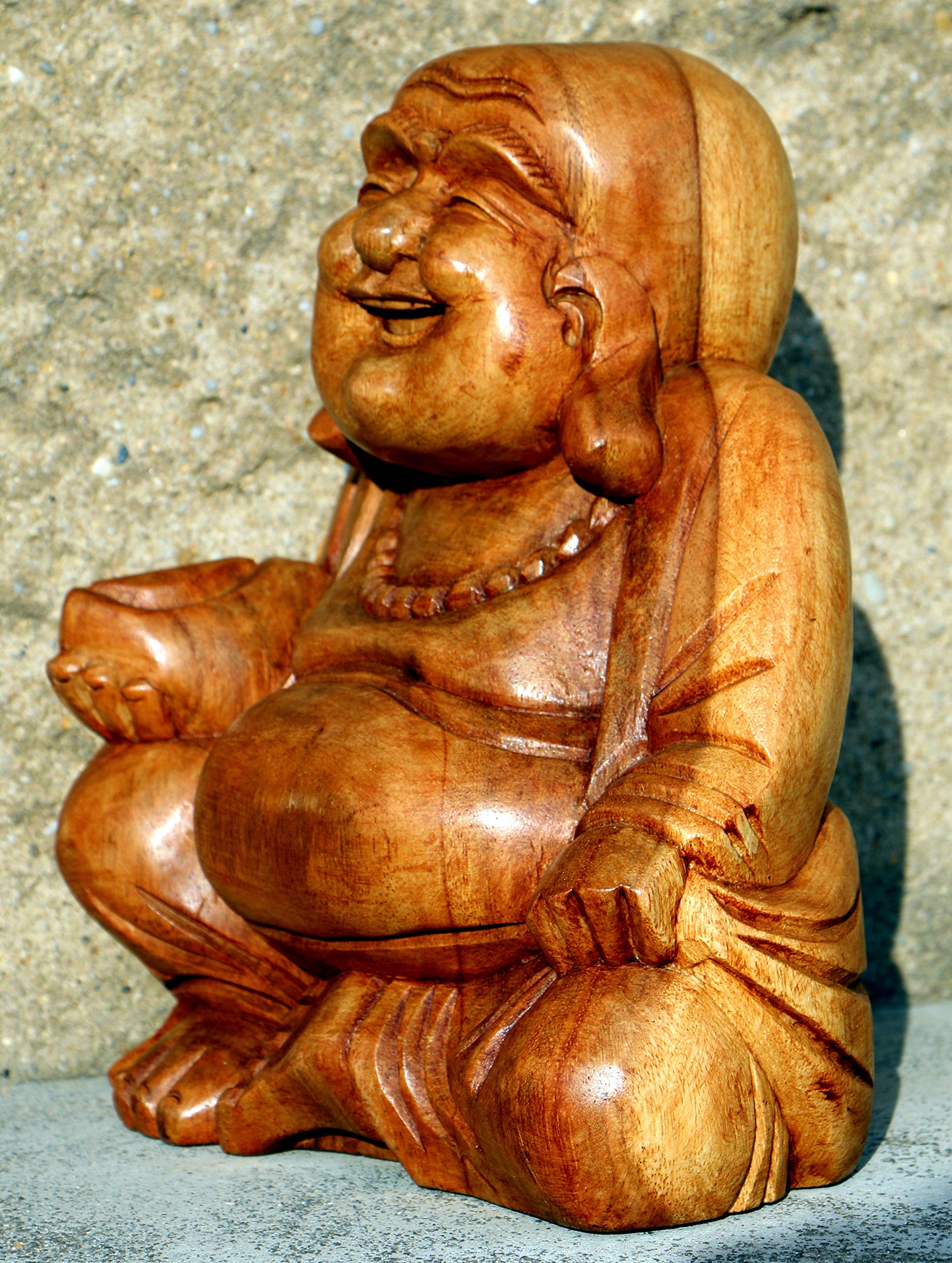 Super schöner 25 cm Buddha Happy Holz Budda FENG Shui Deko Handarbeit Bali Buda BH25