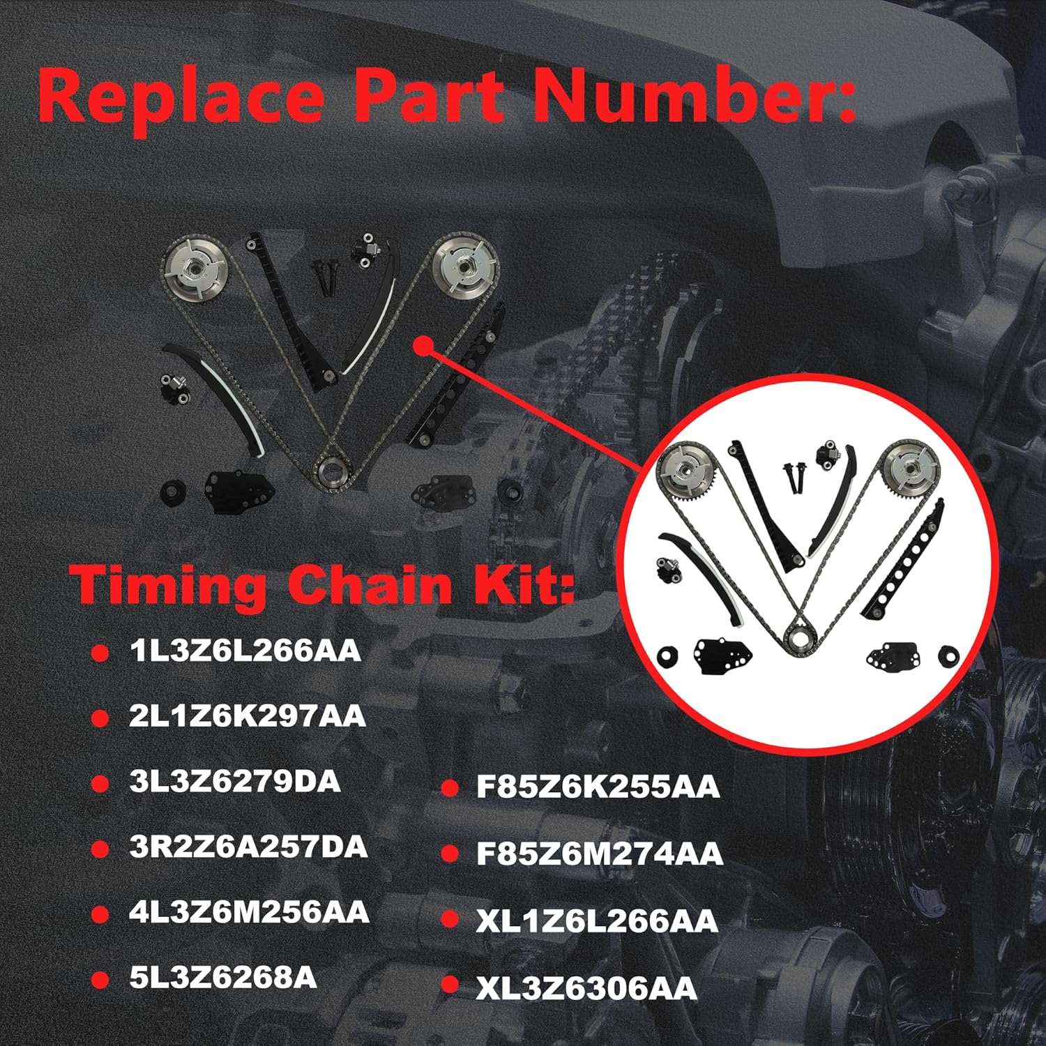 Camshaft Timing Chain Kit VVT Solenoid Set w/Water Oil Pump Rocker Arms Valve Lifter For Ford Lincoln 2005-2013 4.6L 5.4L Engine Rebuild Overhaul 5L1Z6250BA 3L3Z6M280EA