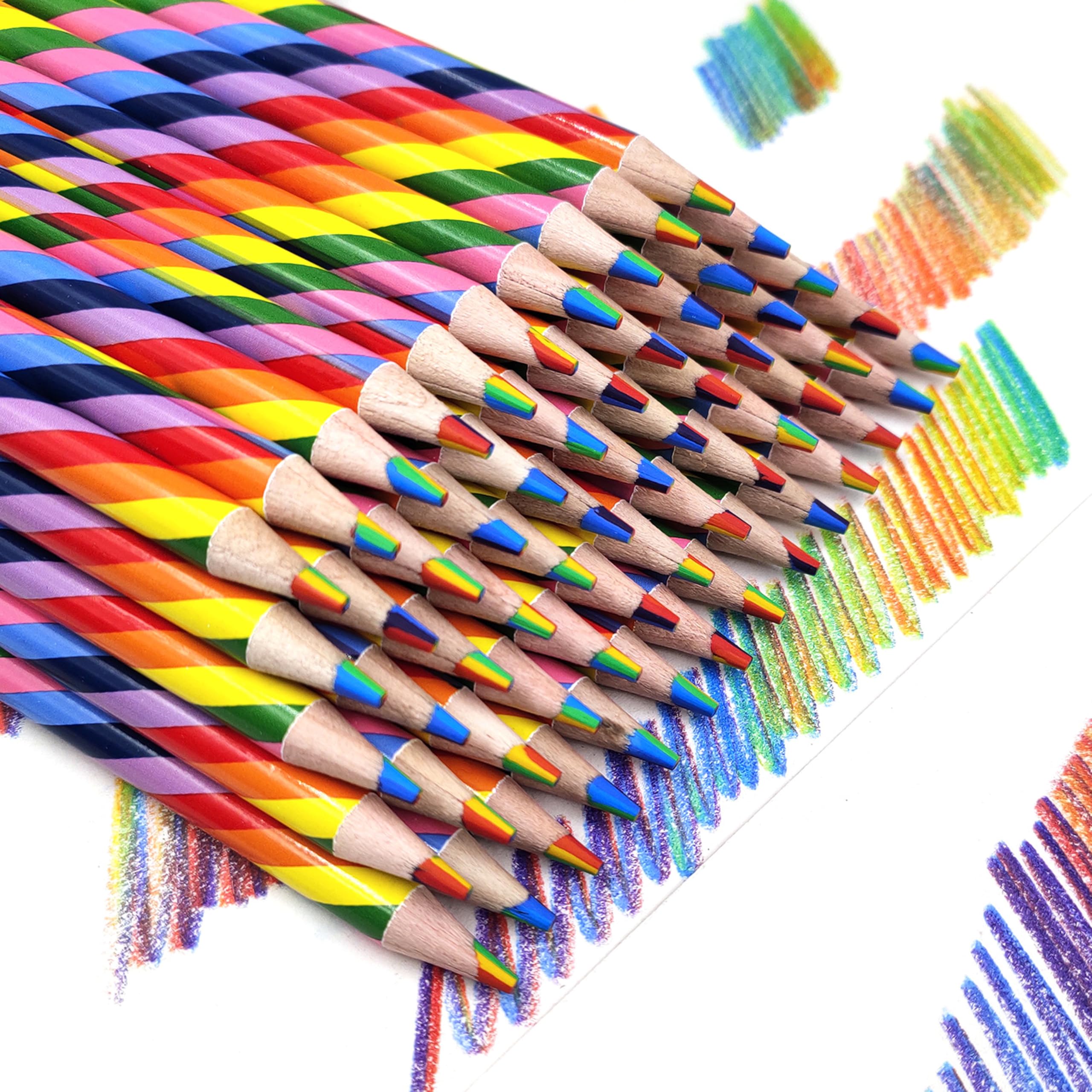 Lot De 16 Crayons De Couleur Arc-en-ciel Triangulaires – Dessin Créatif Pour Enfants, Cadeaux Scolaires Et Anniversaires