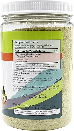 Miniatura 3 de Betel Natural Leche de Alpiste con Curcuma, Guanabana y Moringa Superfood Powerhouse - 16 Oz