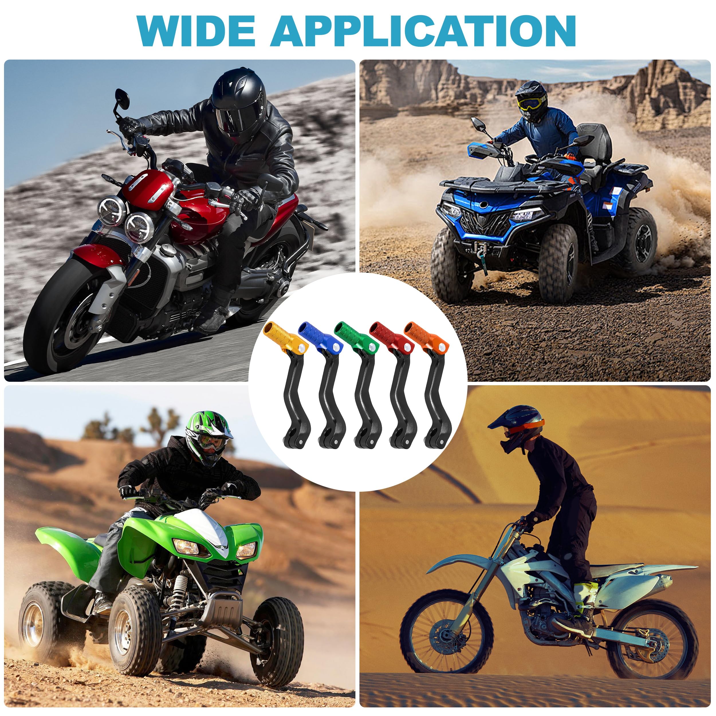 Tunejoy Leva del Cambio Pieghevole per Moto in Alluminio Universale per 50cc 70cc 90cc 110cc 125cc Scooter Pit Bike Dirt Bike Ciclomotore 119x52mm Nero + Arancio