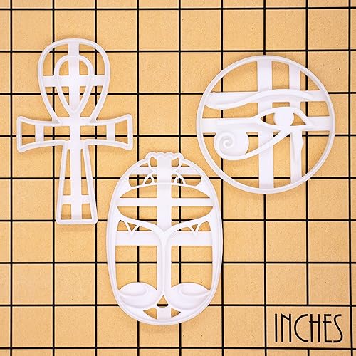 Miniatura 9 de Juego de 3 cortadores de galletas con temática del Antiguo Egipto (diseños: Ankh, ojo de Horus y escarabajo), 3 piezas - Bakerlogy