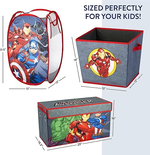 Miniatura 3 de Marvel The Avengers - Juego de soluciones de almacenamiento de 4 piezas con cesta desplegable, baúl de almacenamiento plegable y 2 contenedores de