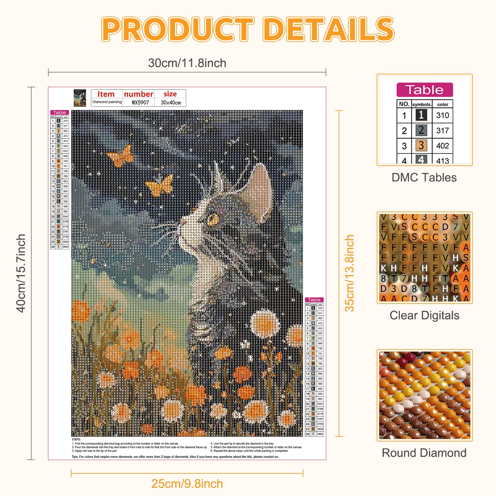 Diamond Painting Chat Noir 5D – Kit Complet 30x30 Cm – Pour Adultes Débutants – Loisir Créatif Anti-stress - 9