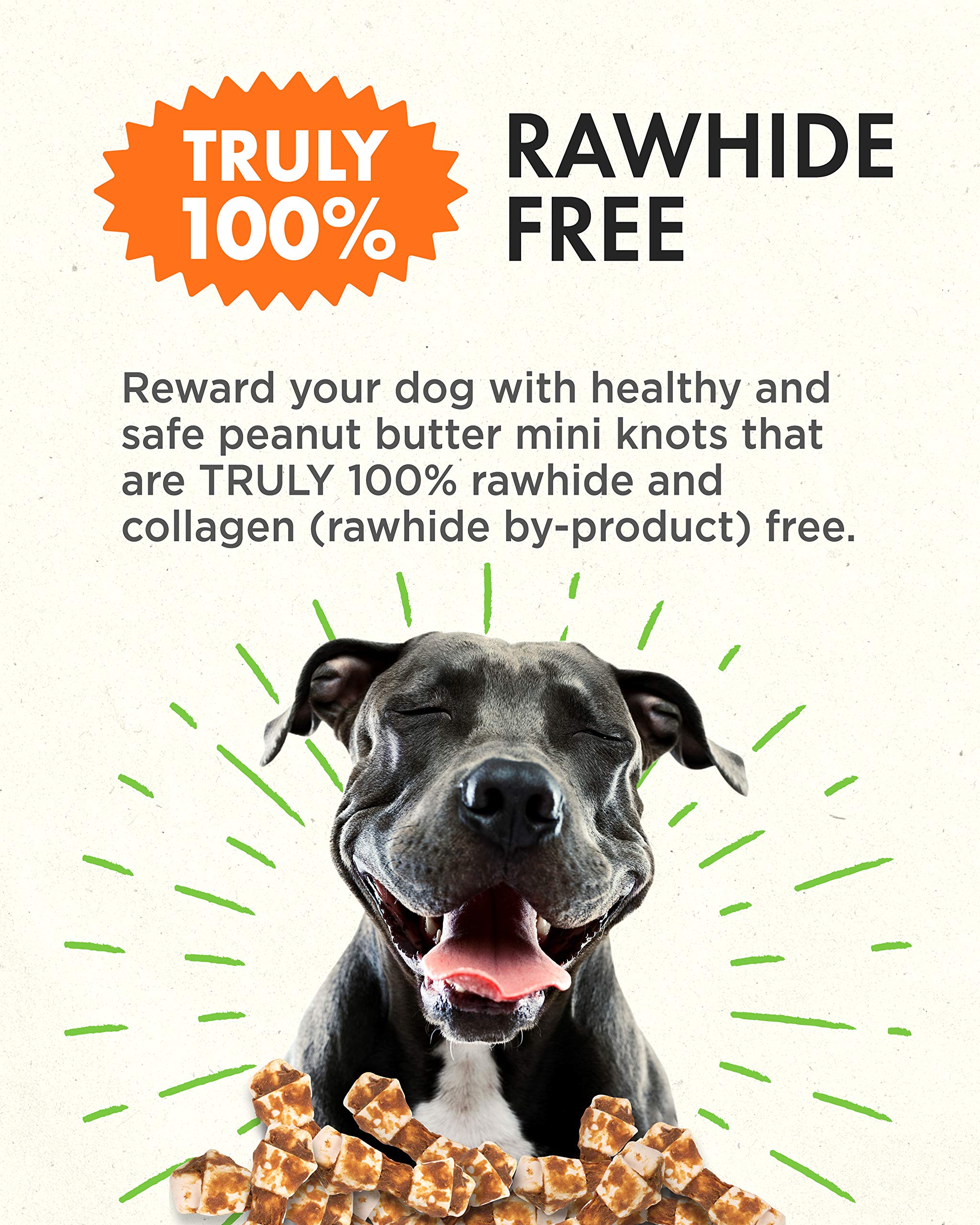 Canine Naturals Burro di arachidi naturale da masticare, mini nodo, confezione da 12, 100% pelle grezza e senza collagene, realizzato con vero burro di arachidi, completamente naturale e facilmente