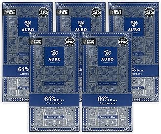 Auro 64% Dark Chocolate 5 Pack - Filipino Chocolate - Premium, Made At Origin, Direct Trade, Bean-to-Bar, Woman Owned, BIPOC Owned - Vegan, Gluten-Free, Halal - Bundle