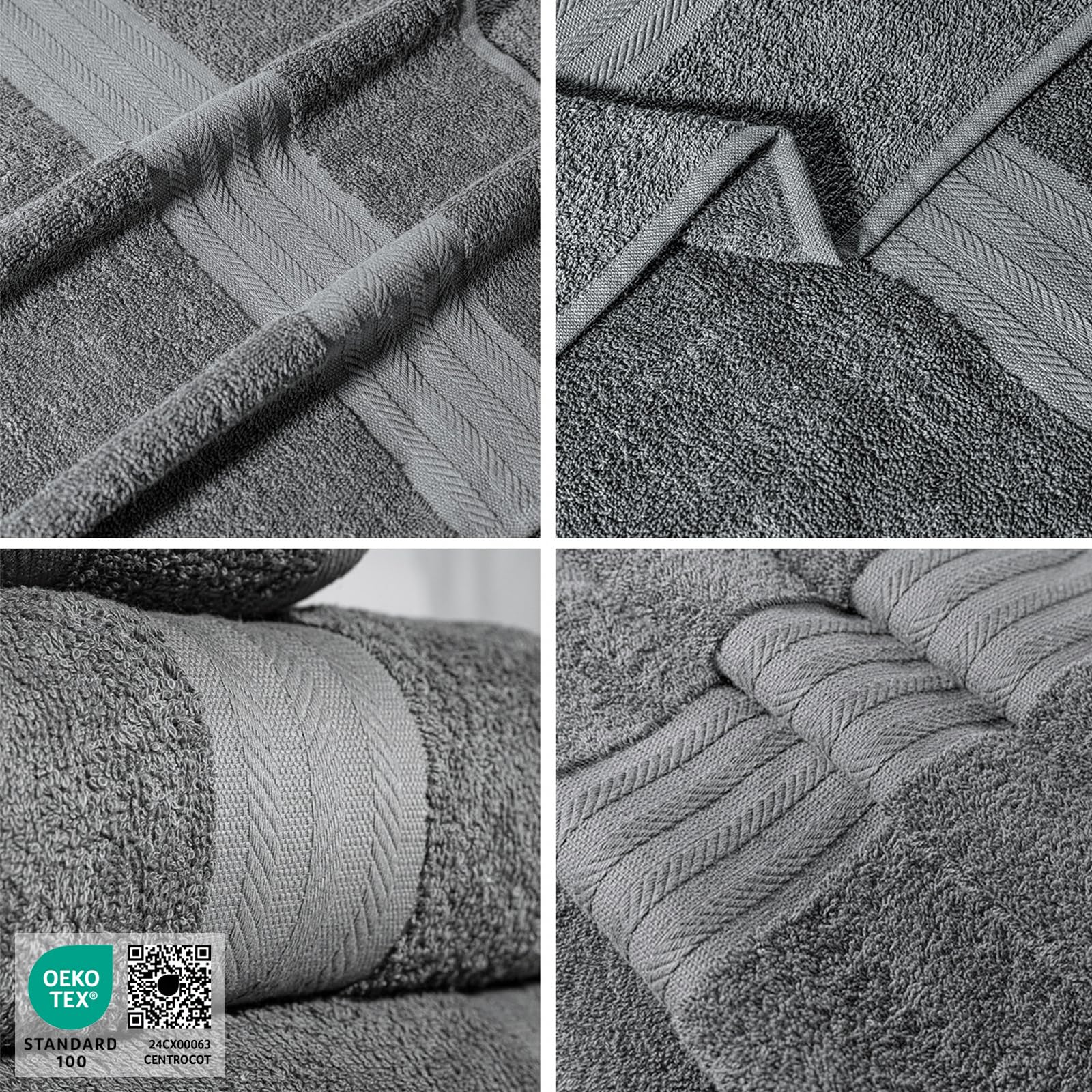 nice homeit Set 8 Asciugamani viso e ospite in Cotone 35x55 in 100% cotone filato ad anello – set asciugamani bagno viso e bidet Extra Morbidi e Assorbenti. MADE IN ITALY - GRIGIO SCURO