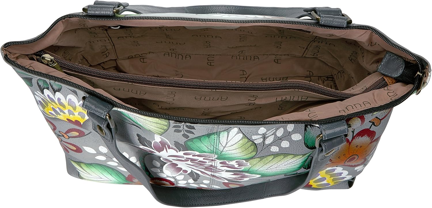Anna by Anuschka Women's Genuine Leather Large Classic Tote | Hand Painted Original Artwork