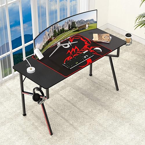 Miniatura 4 de EE EUREKA ERGONOMIC Escritorio para juegos de 55 pulgadas, escritorio blanco para juegos de oficina en casa con alfombrilla de mouse gratis,