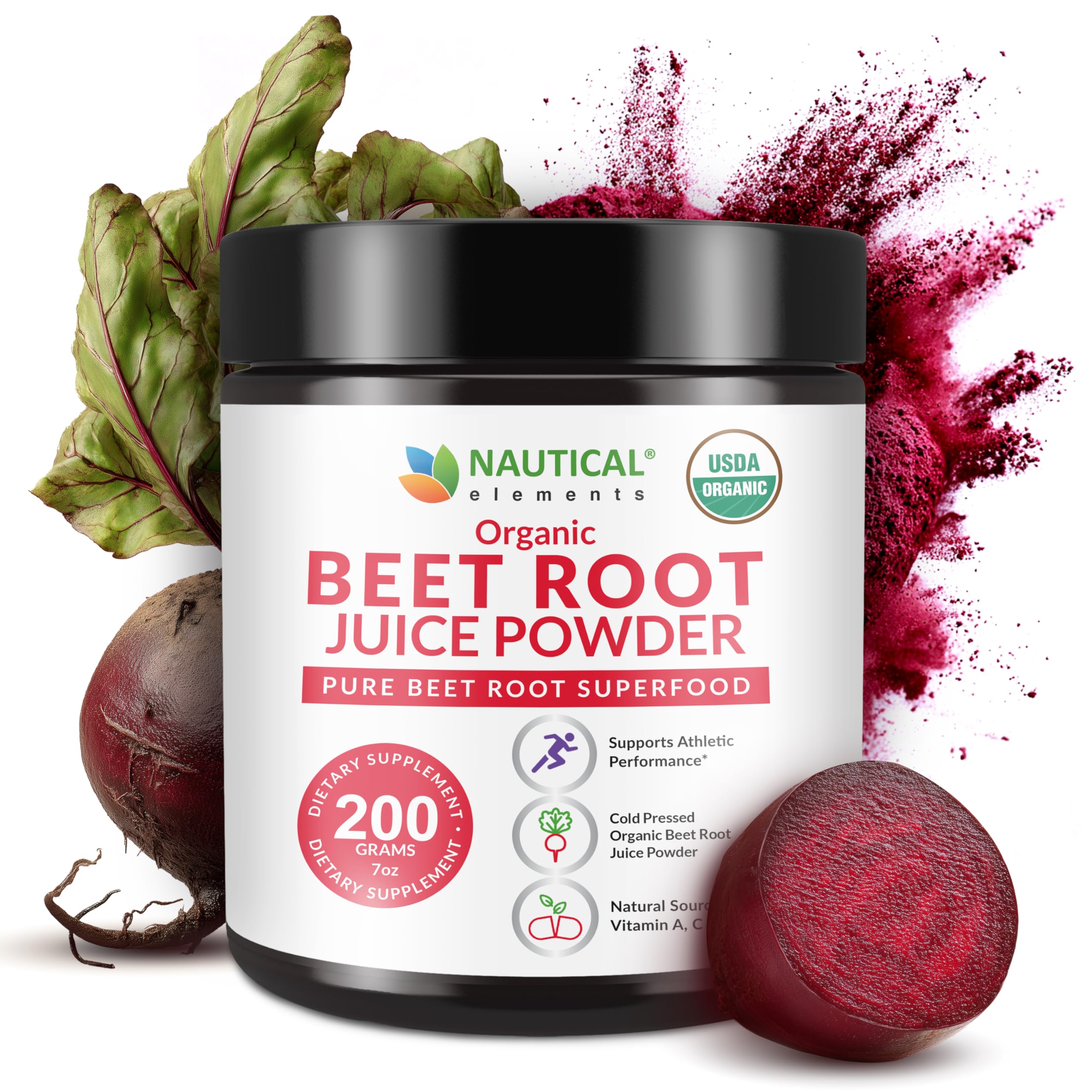 Beet Juice Powder Organic - Cold Pressed - 20:1 Concentrate - Concentrated Beet Root Powder - Nitric Oxide - Circulation Support - 57 Servings of Beet Root Supplement - 7ozUSDA Organic