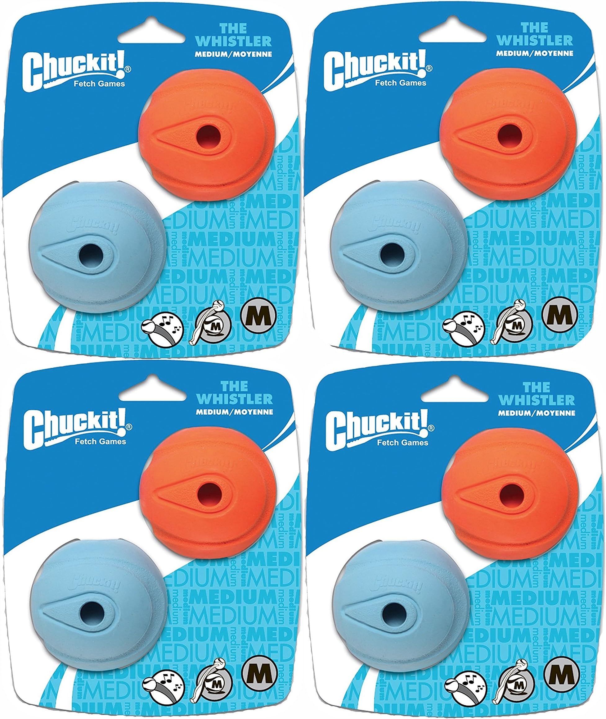 Chuckit! Dog Fetch Toy Whistler Ball Noisy Play Fits Launcher Medium 8 Balls