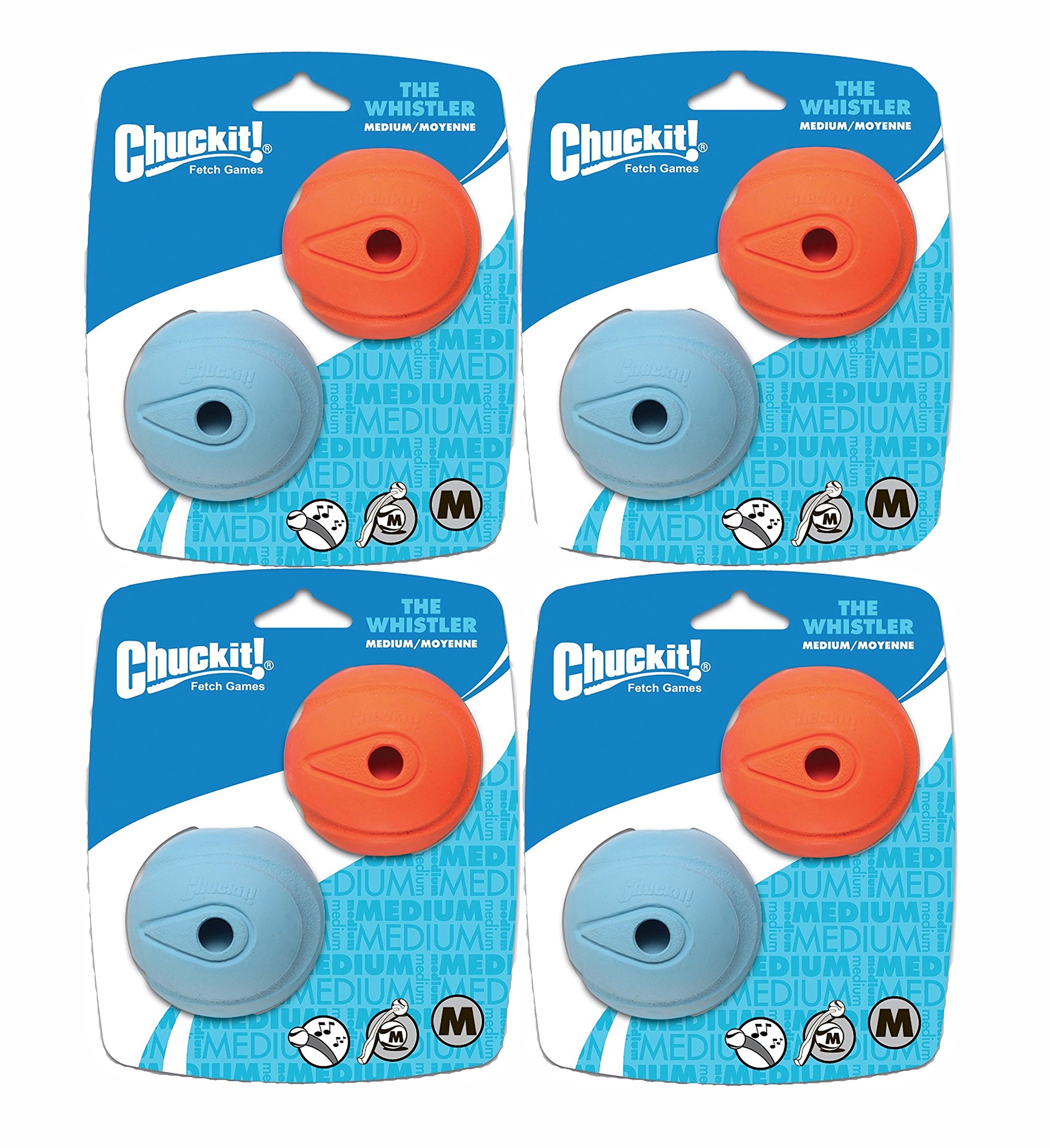 Chuckit! Dog Fetch Toy Whistler Ball Noisy Play Fits Launcher Medium 8 Balls