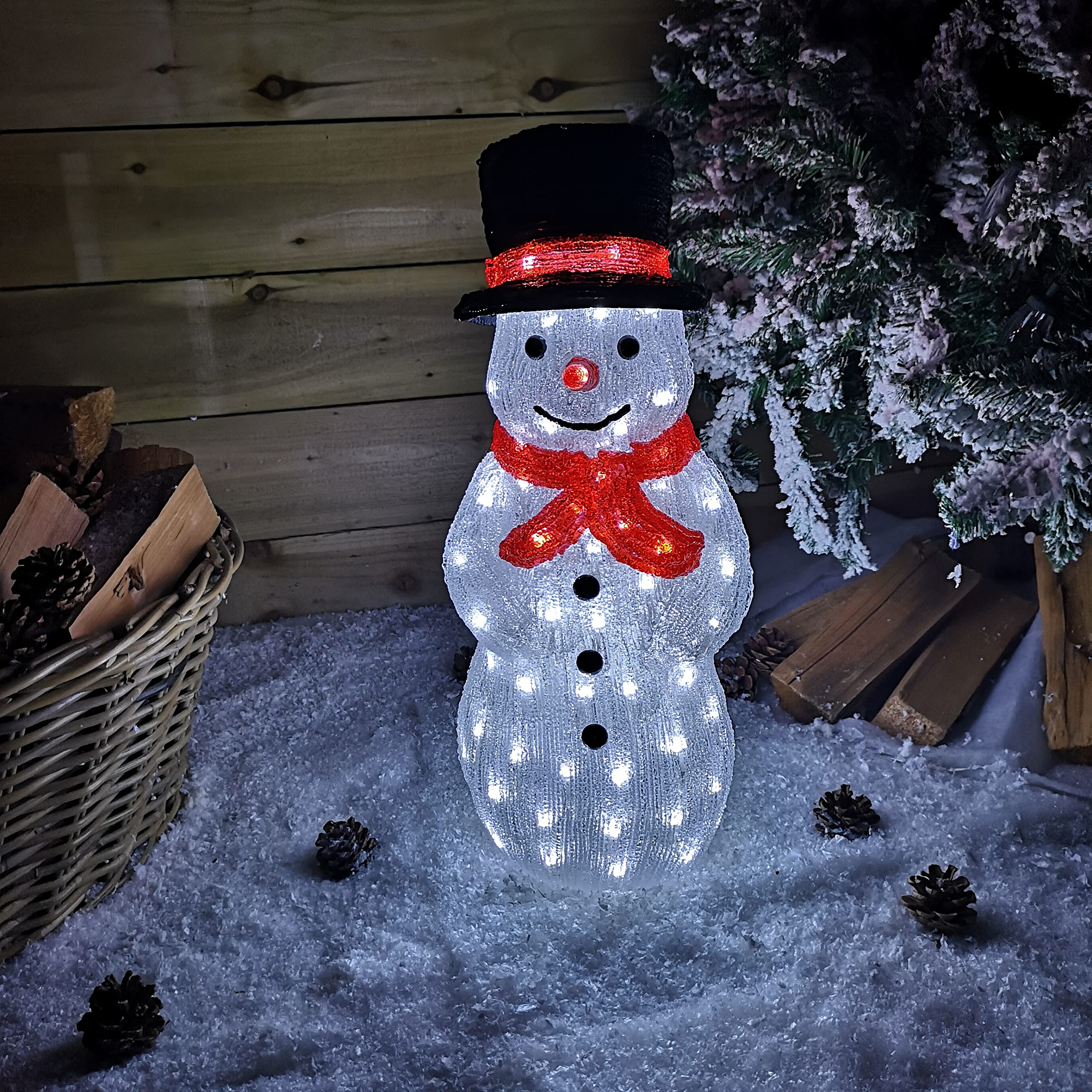 Garden Store Direct 52.5Cm Acrylic Up Snowman In Top Hat Light