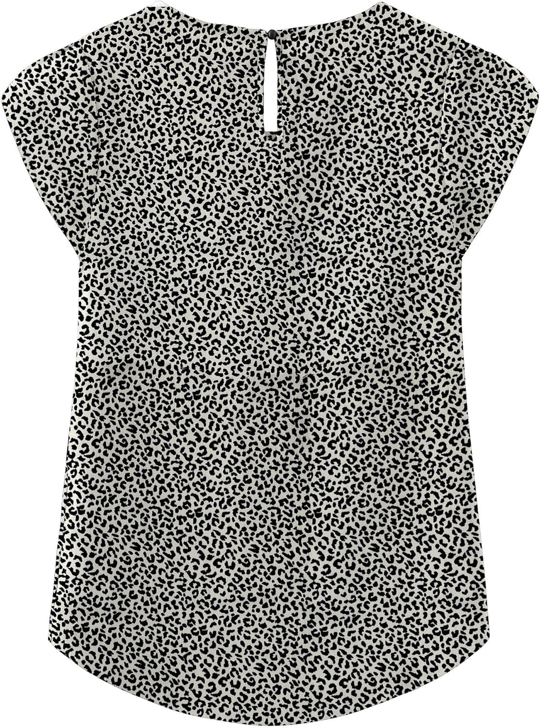 TASAMO Women's Casual Round Neck Basic Pleated Top Cap Sleeve Curved Keyhole Back Chiffon Blouse - Image 2