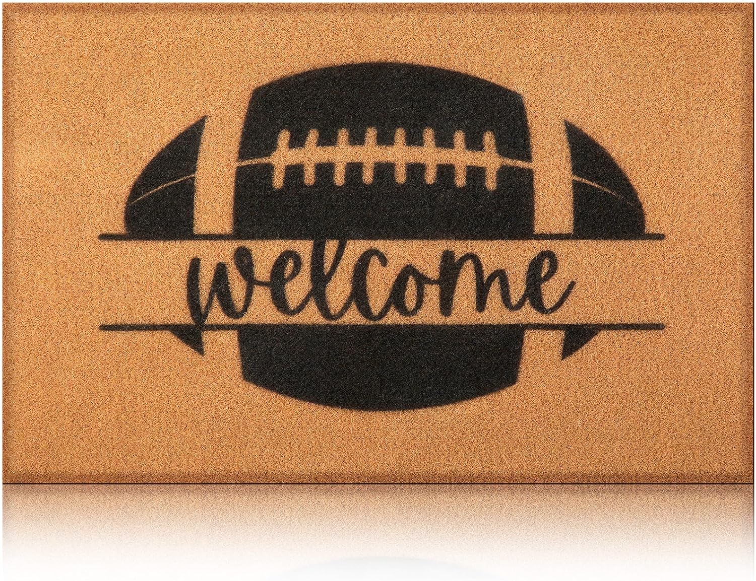 tinideya fall football door mat 29 x 17 inch thanksgiving football coir doormat with non-slip backing outdoor indoor welcome mat, home kitchen entrance autumn decorations