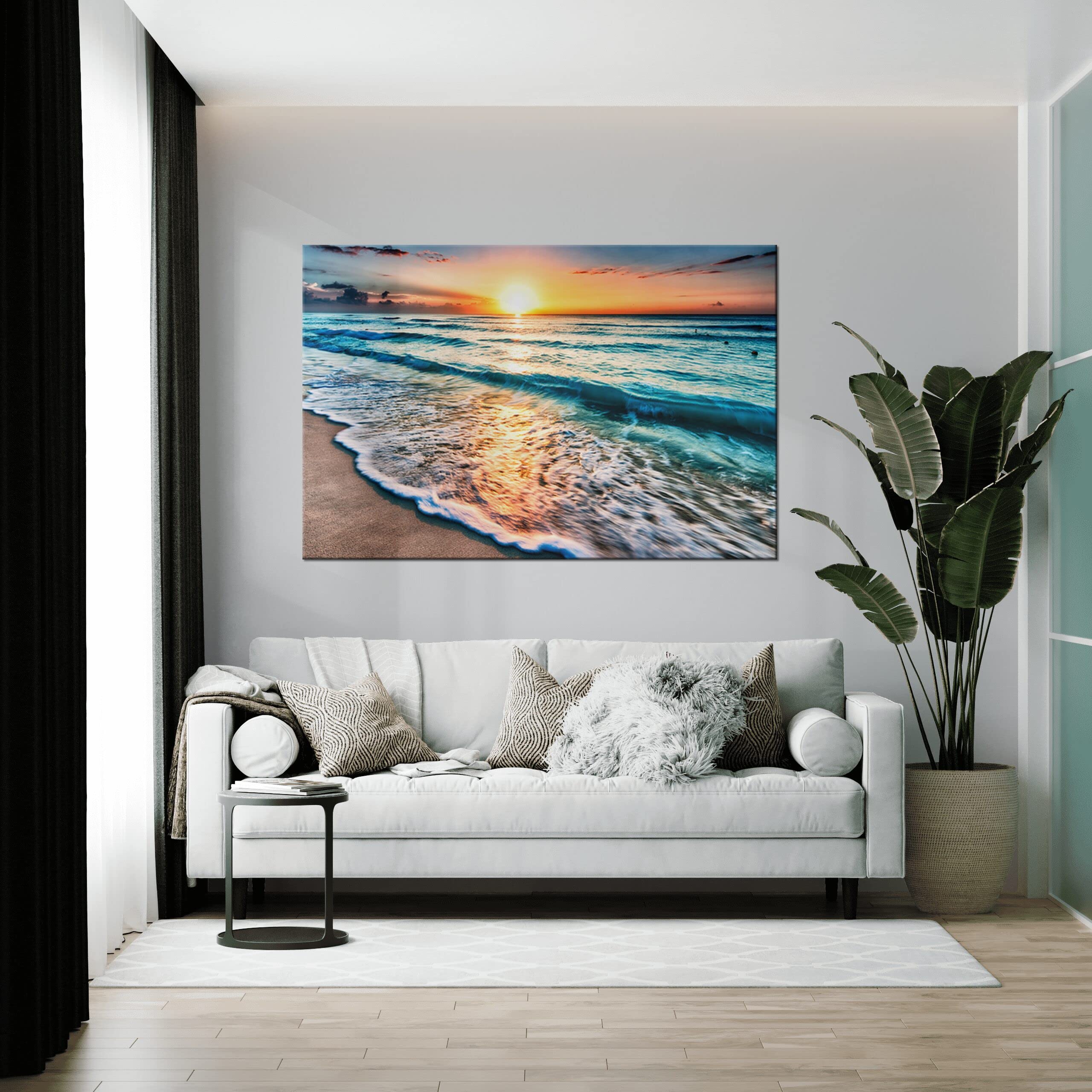 Lienzo Impresión Playa Mar Sol Paisaje Naturaleza Moderno 100x75 Cm Xxl Decoracion De Pared Cuadro Para Salon Dormitorio 88719372