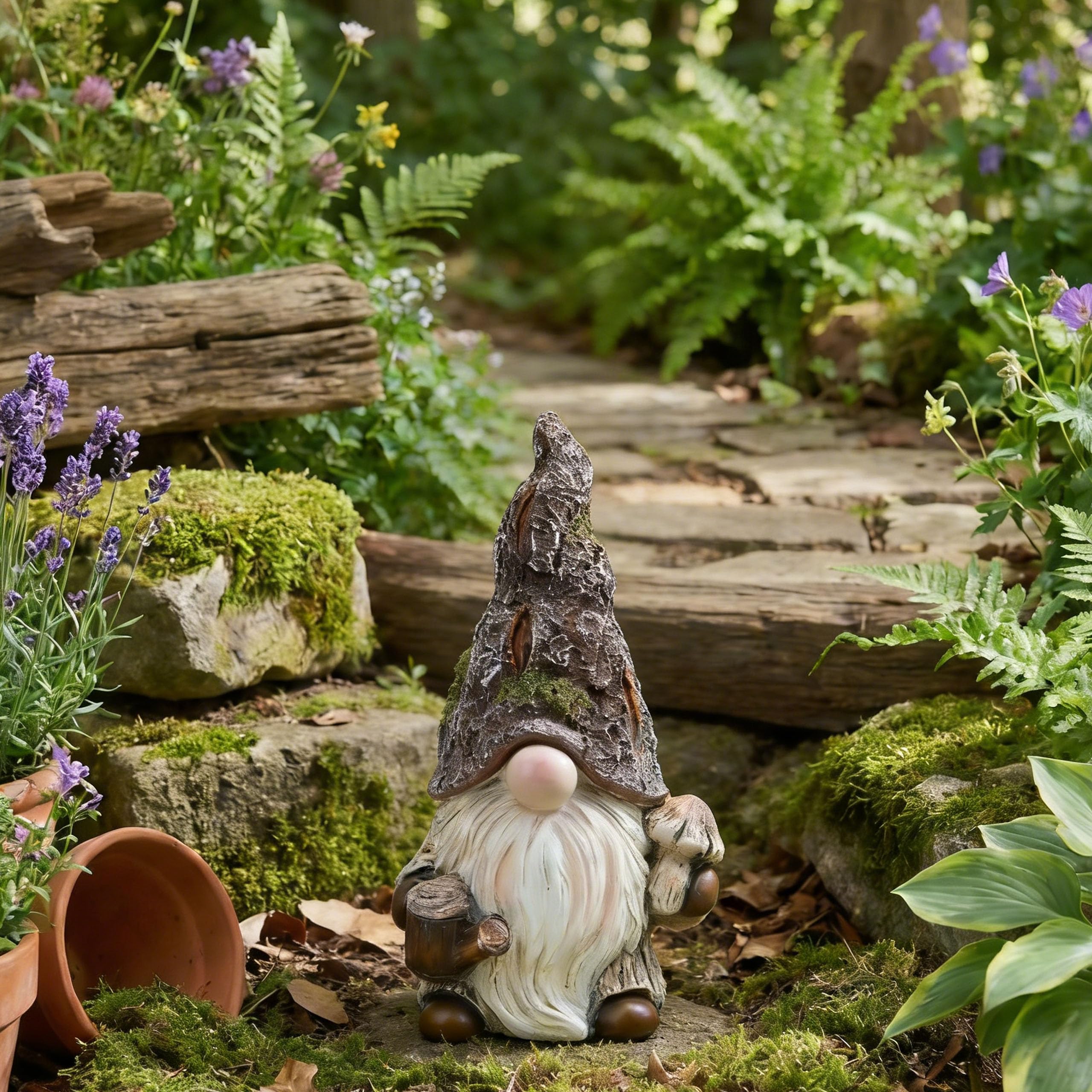 Nain de Jardin Rigolo pour Extérieur & Intérieur - Figurine de Jardin Résistante aux Intempéries Aspect Pierre - Statue Nain Peinte à la Main pour Balcon, Terrasse & Pelouse - Idée Cadeau Originale