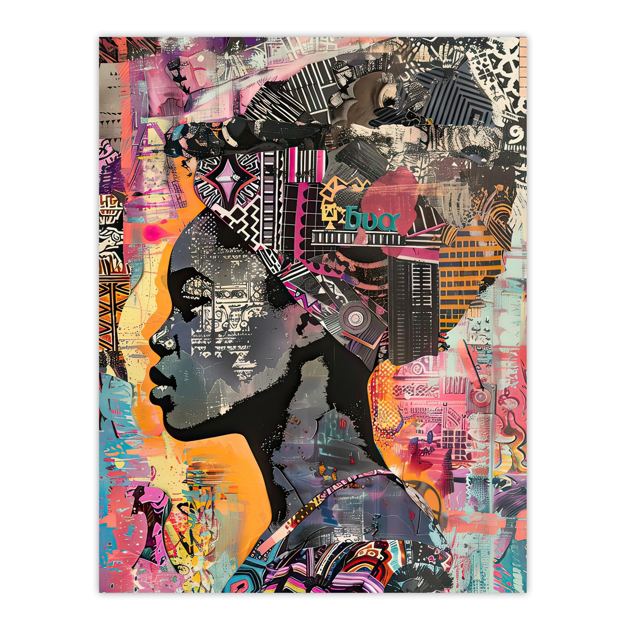 Artery8 African Woman Headwrap Portrait Wall Art Print - W18" x H24"
