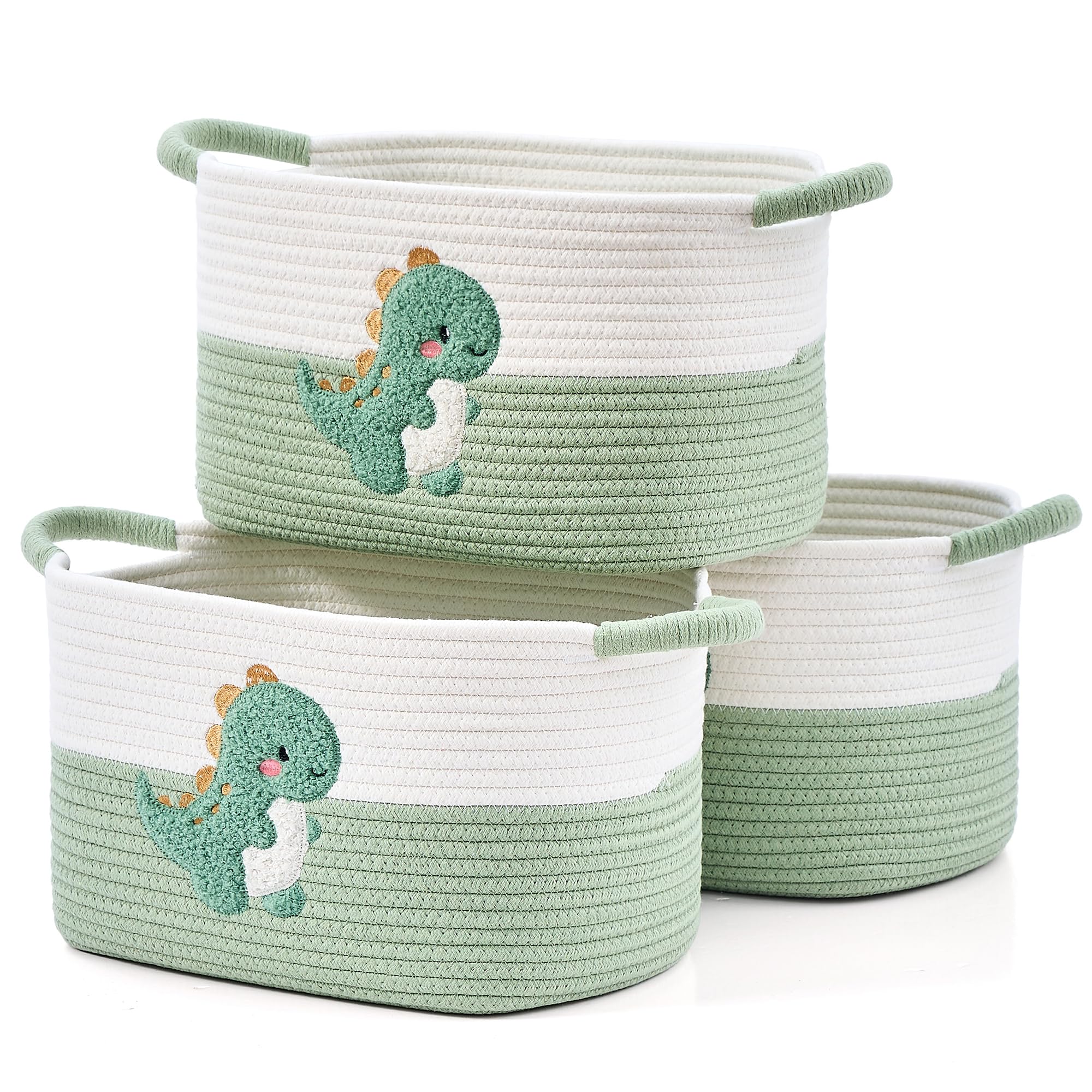 Storage Baskets for Shelves, 3 Pack Woven Cotton Rope Baskets