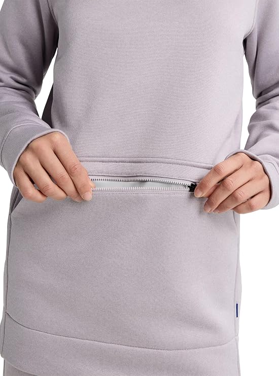 Burton Women's Oak Long Pullover Hoodie Technical Sweatshirt with Tunic Cut & Quick-Drying Fleece