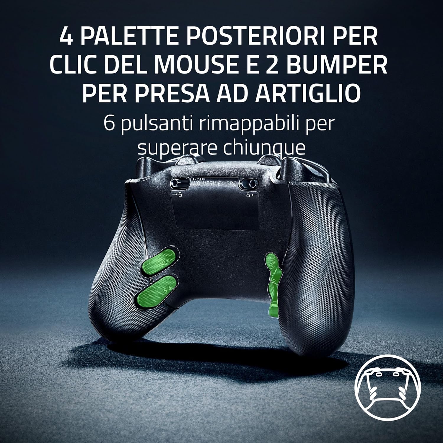 Razer Wolverine V3 Pro - Controller Esports wireless per Xbox e PC (HyperSpeed Wireless, pulsanti d'azione tattili Mecha, stick analogici ad effetto Hall anti-drift, vibrazioni aptiche) Nero Wolverine V3 Pro Xbox Nero - Immagine 3